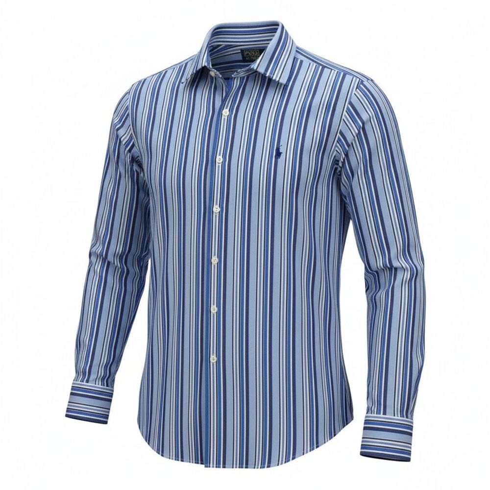 Polo Ralph Lauren Men's XL Classic Fit 100% Cotton Blue/White Striped Shirt